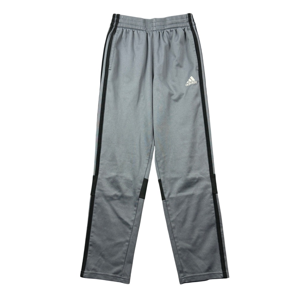 Adidas Boys Medium 10/12 Gray Black 3-Stripe Athletic Track Sweatpants Active